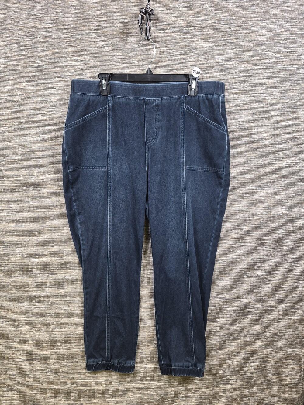 LOGO By Lori Goldstein Pants Womens 18W Blue Denim Pull On Jogger Cuffed NEW